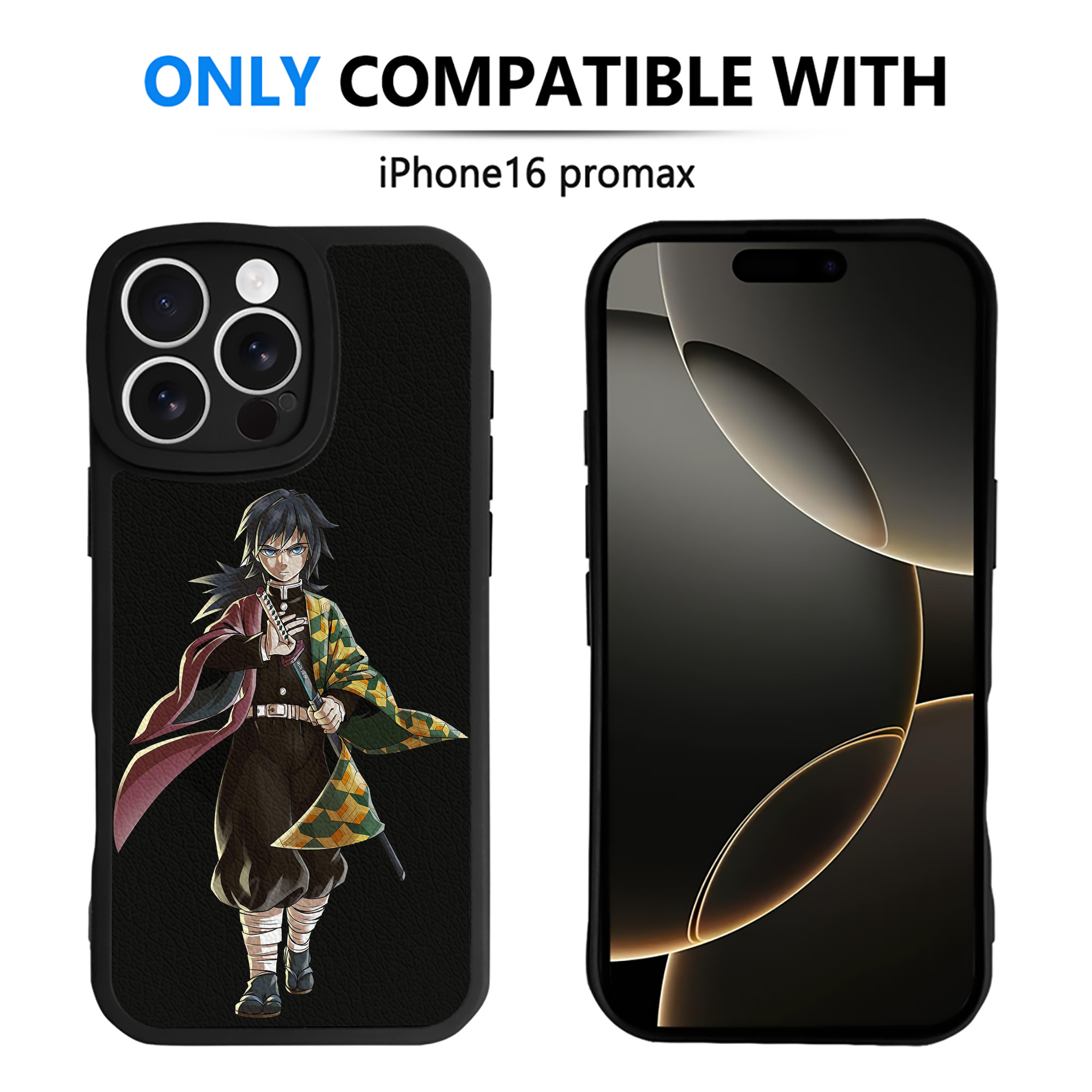 （画像用） 鬼滅の刃（きめつのやいば）水柱-冨岡 義勇／とみおか ぎゆう Tomioka Giyuu 【iPhone 16シリーズ対応】シリコンスマホケース（レザー調） 材質：シリコン